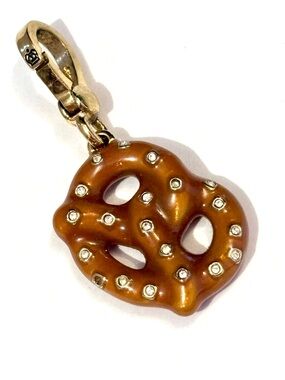 Juicy Couture Soft Pretzel charm Brown enamel Salt crystals Gold hook Retired